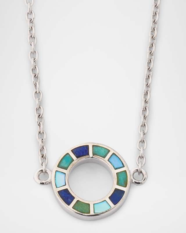 Lapis, Blue MOP and Turquoise Dash Circle Single Station Necklace